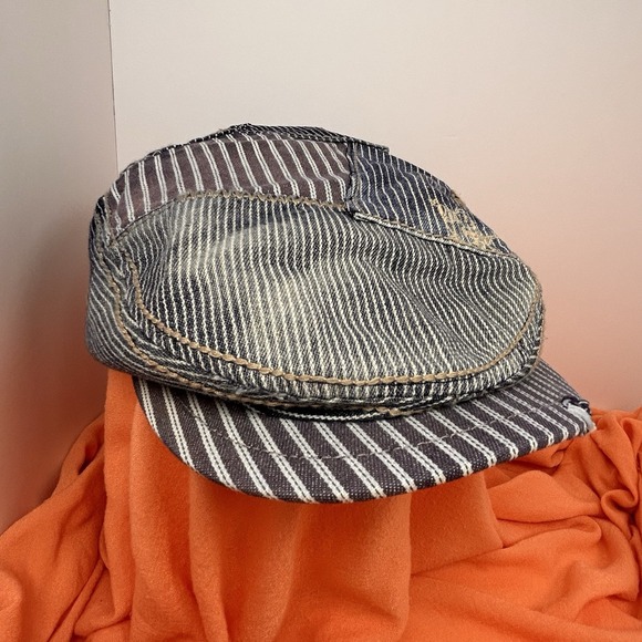 True Religion Newsboy Style Cap, Patchwork Denim, L/XL, Distressed Stitching - Picture 1 of 7